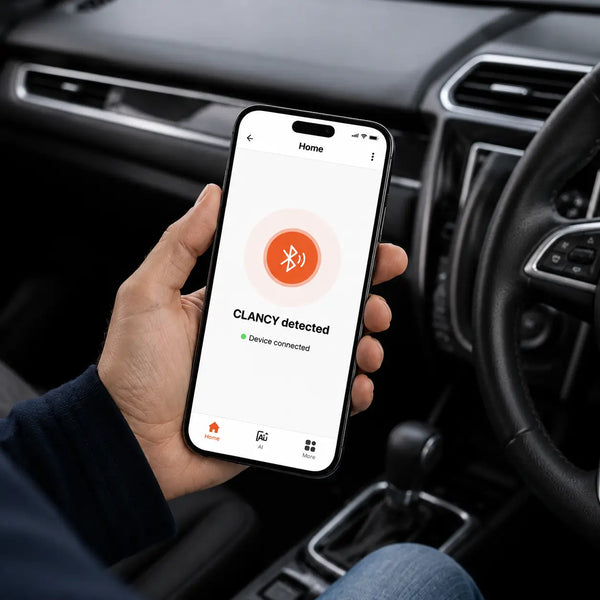 Clancy app showing a connected state on a phone
